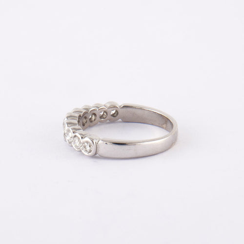 Bague 52 Demi Alliance Or Blanc Diamants 58 Facettes