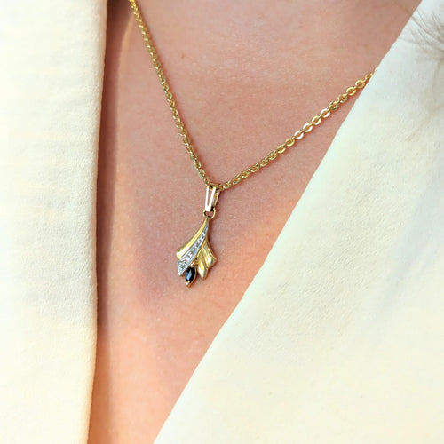 Pendentif Pendentif 2 ors Diamant Saphir 58 Facettes 27250