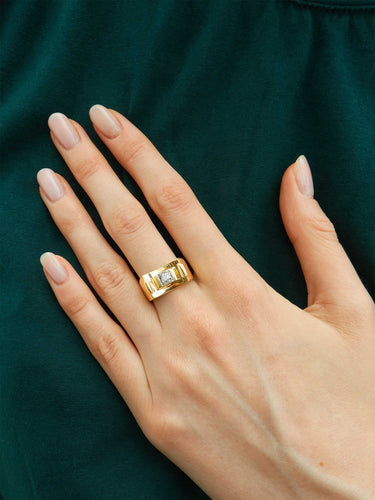 Bague Bague Tank Or Rose, Platine Et Diamant Taille Ancienne 58 Facettes HS20881