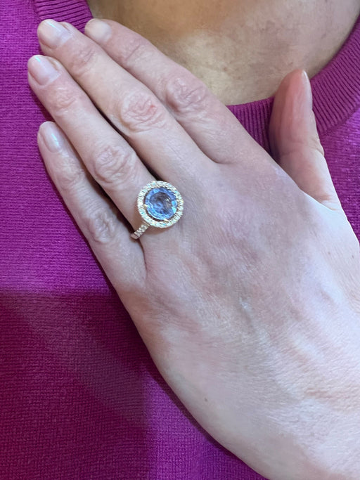 Bague Bague Saphir Ceylan, Diamants Or Rose 58 Facettes BSA75