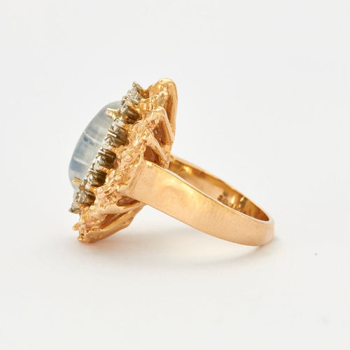 Bracelet SERVAN - Parure en or jaune, pierres de lune et diamants 58 Facettes