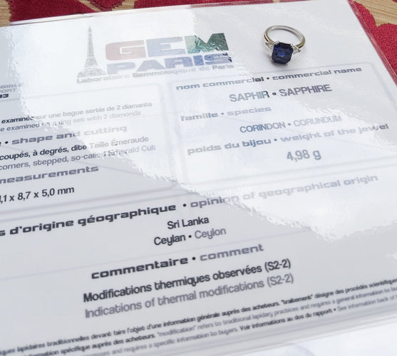 Bague Bague Saphir Ceylan Diamants Troïdia Platine 58 Facettes BSA63