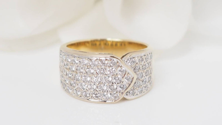 Bague 54 Bague ruban or jaune diamants 58 Facettes 32537