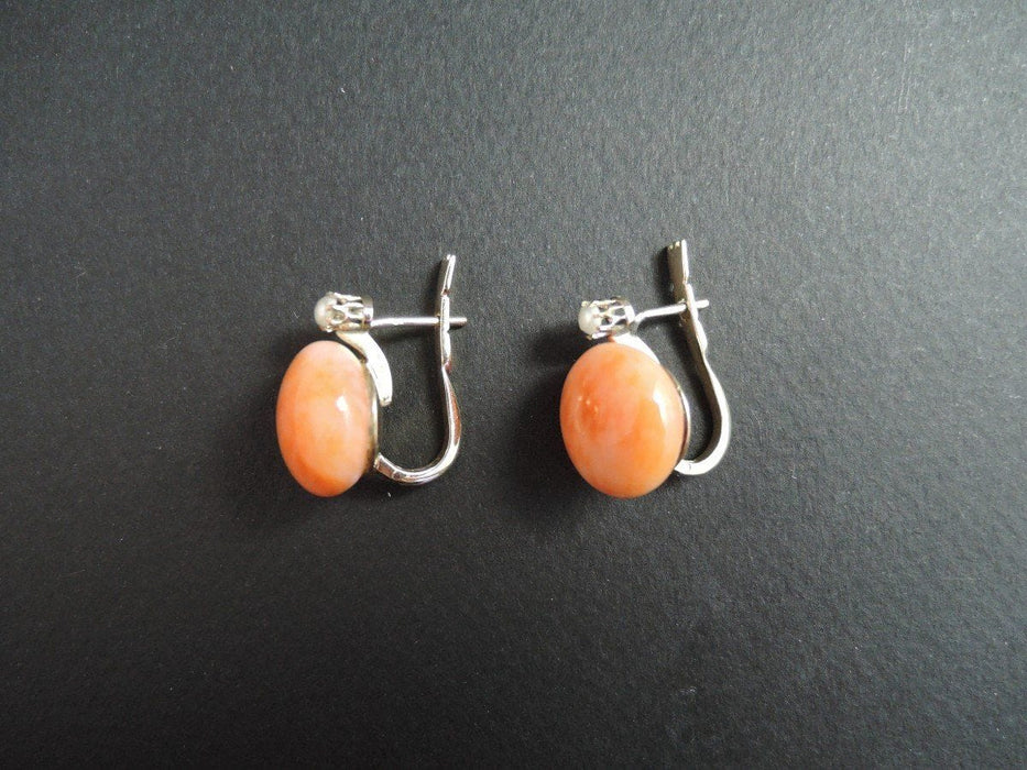 Boucles d'oreilles Boucles d'Oreilles Corail Peau d'Ange Et Perle 58 Facettes 789301