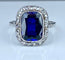 Bague 52 Bague en or blanc 18 carats, diamants et saphir Verneuil. Epoque 1900 58 Facettes AB266