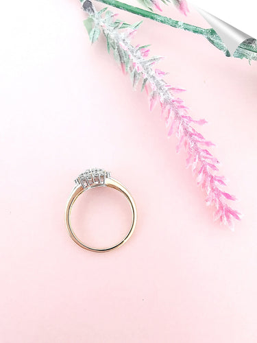 Bague 54.5 Bague Fleur Or deux tons & Diamants 58 Facettes AA 1576