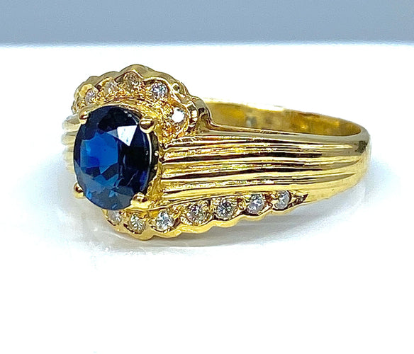 Bague 56 Bague Or jaune Saphir Diamants 58 Facettes AB230