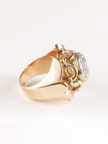 Bague Bague Rétro en or jaune, platine et diamants 58 Facettes