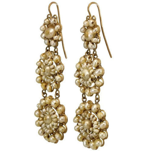 Boucles d'oreilles Boucles d'oreilles dorées perles anciennes 58 Facettes 7434