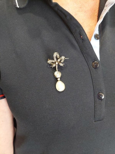 Broche BROCHE/PENDENTIF ART-NOUVEAU NACRE ET DIAMANTS 58 Facettes 066531