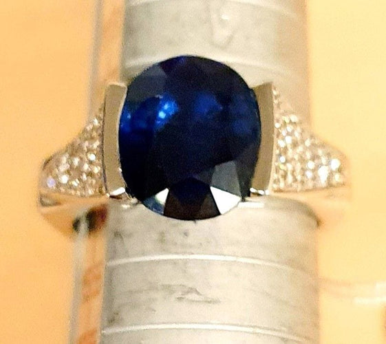 Bague 54 Bague Or blanc Saphir Diamants 58 Facettes C 475  XXEE