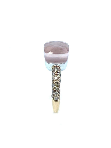 Bague POMELLATO - bague Nudo , quartz rose, diamants bruns 58 Facettes