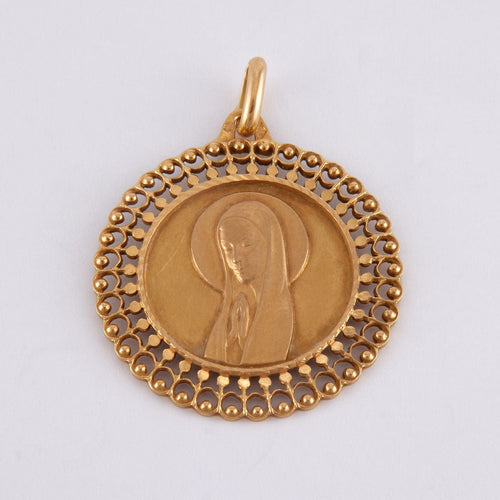Pendentif Médaille Vierge entourage rayonnant 58 Facettes JB4