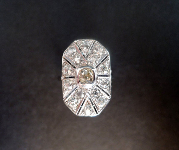 Bague 54 Bague Art Déco Pavée De Diamants 58 Facettes 645427