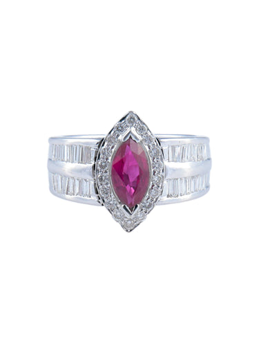 Bague 52 Bague Marquise Rubis Diamants 58 Facettes