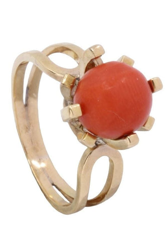 Bague Bague en or jaune perle de corail 58 Facettes 062301