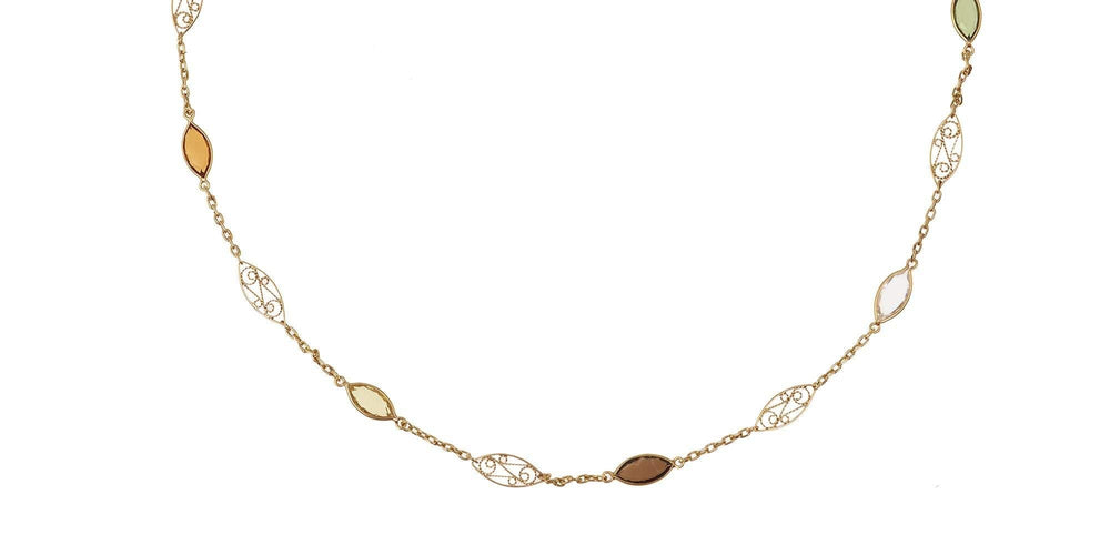 Collier Collier Vintage Gemmes Or Jaune Filigrané 58 Facettes C143