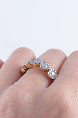 Bague Demi Alliance Fleurs Or jaune diamants 58 Facettes
