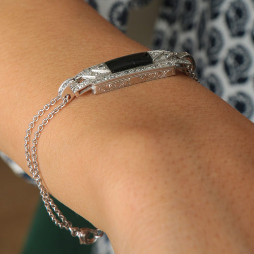 Bracelet Bracelet platine, onyx et diamants 58 Facettes