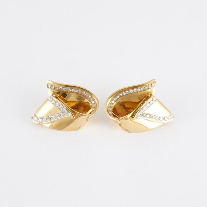 Boucles d'oreilles Boucles d'oreilles en or jaune, pavage diamants 58 Facettes