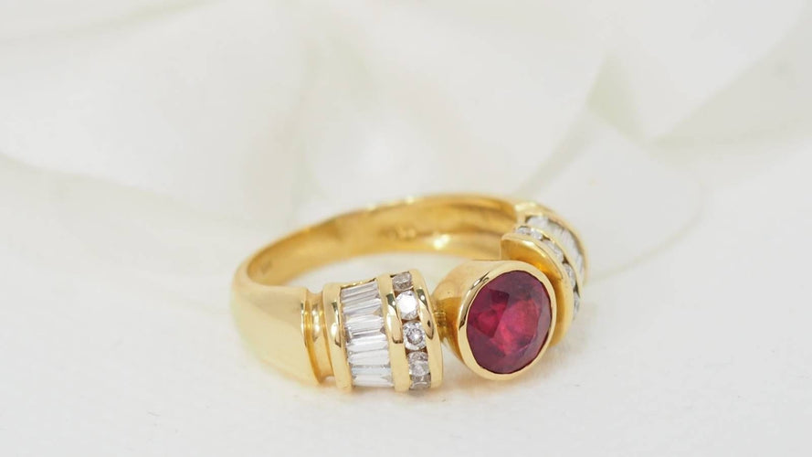 Bague 53.5 Bague jonc rubis naturel & diamants 58 Facettes 32276