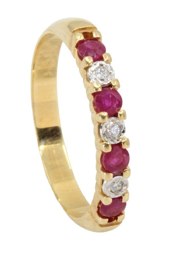 Bague DEMI-ALLIANCE RUBIS ET DIAMANTS 58 Facettes 054131