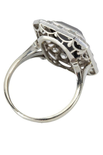 Bague 56 BAGUE ART DÉCO SAPHIR ET DIAMANTS 58 Facettes 054151