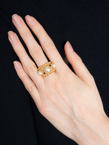 Bague 55 Chanel - Bague Modèle "Baroque" Perles et Or Jaune 58 Facettes