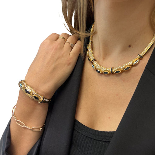 Collier Collier Or Jaune Saphirs Diamants 58 Facettes 20400000735