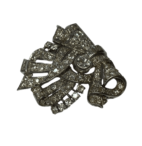 Broche BROCHE ART DECO PLATINE OR DIAMANTS 58 Facettes