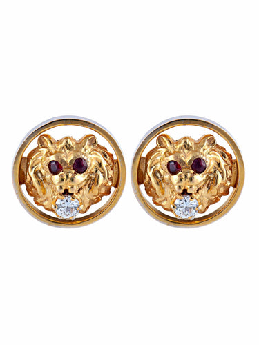 Boutons de manchette Or Jaune / Diamants BOUTONS DE MANCHETTES "LION" OR/DIAMANTS & RUBIS 58 Facettes BO/220050 NSS