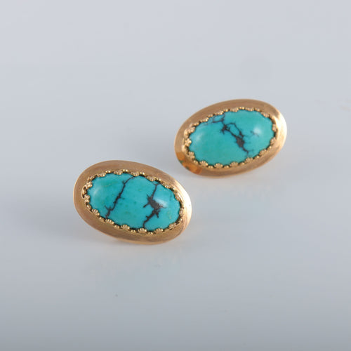 Boucles d'oreilles Boucles d'oreillles Turquoises ovales 58 Facettes