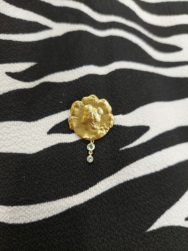 Broche BROCHE ANCIENNE AIGUE MARINE ET DIAMANTS 58 Facettes 069871