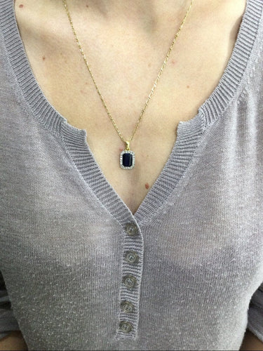 Pendentif Pendentif Or Diamants et Saphir synthétique 58 Facettes