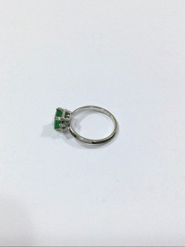 Bague 53 Bague Or Blanc Diamants Et émeraude 58 Facettes