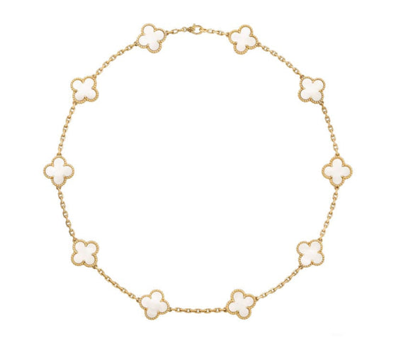 Collier Van Cleef & Arpels. Collier Alhambra Vintage or jaune nacre 58 Facettes