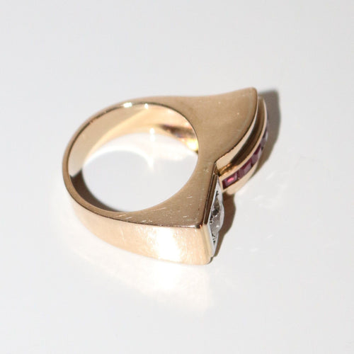 Bague 50 / diamant Bague Tank Diamant Et Pierres Rouges 58 Facettes 505