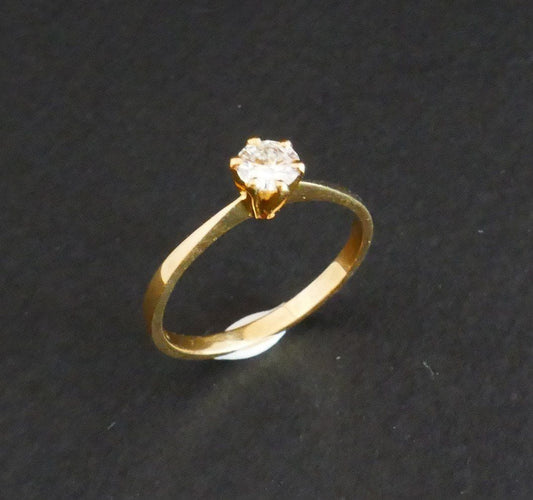 Bague 54 Solitaire diamant, or jaune 58 Facettes