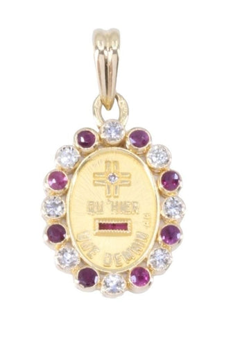 Pendentif AUGIS - MÉDAILLE D'AMOUR RUBIS ET DIAMANTS 58 Facettes 073871