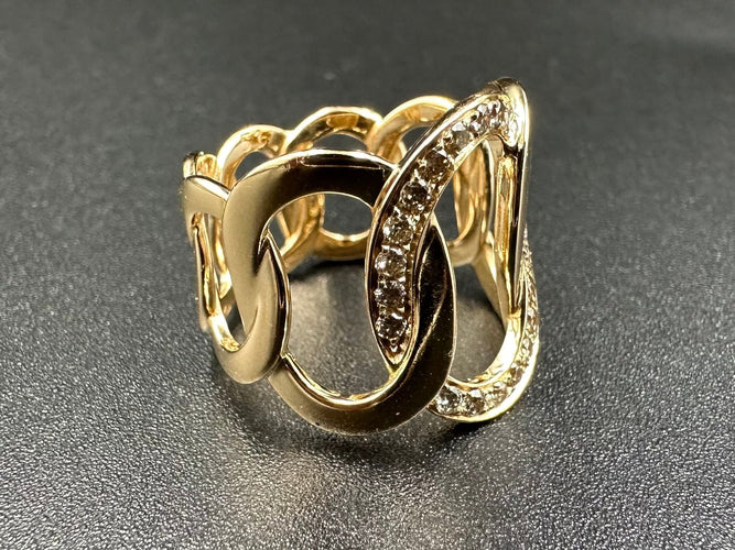 Bague 51 POMELLATO. Collection Brera, bague or rose 18K et diamants cognac 58 Facettes