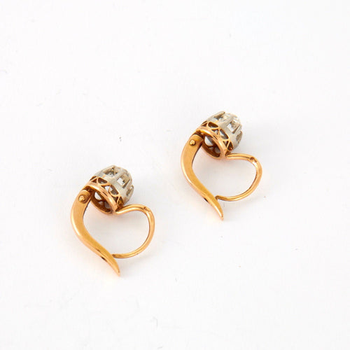 Boucles d'oreilles Paire de dormeuses anciennes diamants 58 Facettes