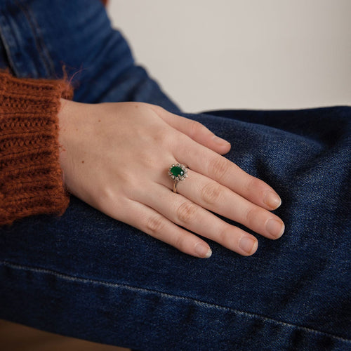 Bague 55 Bague pierre verte diamants 58 Facettes JE 491