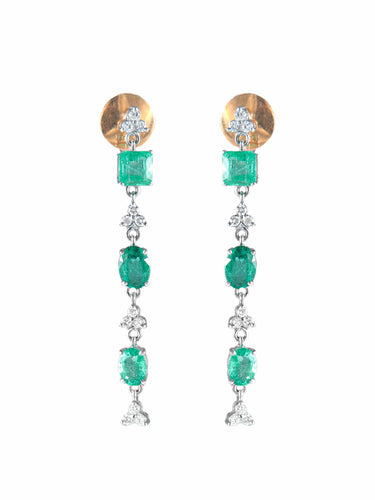 Boucles d'oreilles Pendants d'oreilles Emeraudes Diamants 58 Facettes