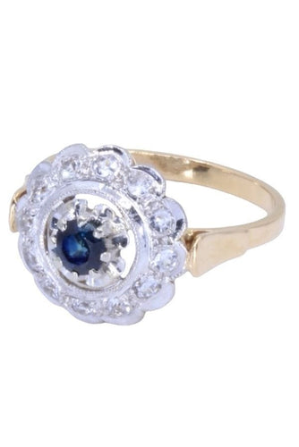 Bague 53 BAGUE MARGUERITE SAPHIR ET DIAMANTS 58 Facettes 073041
