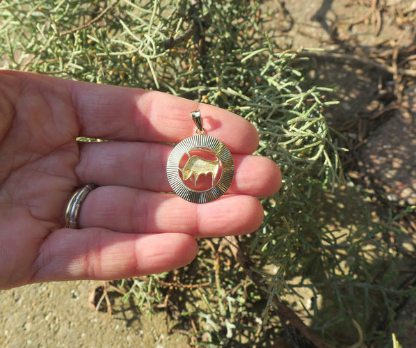 Pendentif Pendentif médaille vintage Zodiaque Taureau or 58 Facettes