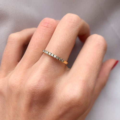 Bague 53 Demi-alliance 9 Diamants 58 Facettes JE102