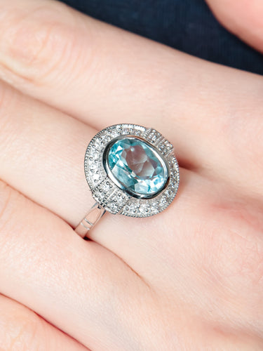 Bague 52 Bague Aigue-Marine Diamants 58 Facettes