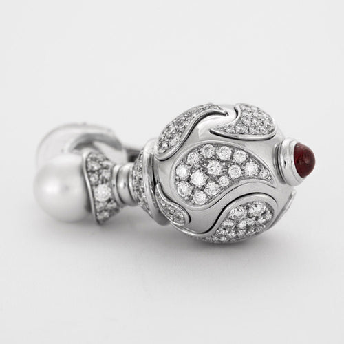 Boucles d'oreilles POIRAY – Pendants d'oreilles Perles Diamants Rubis 58 Facettes