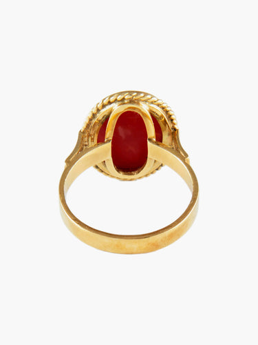 Bague Bague Ancienne Or Jaune et Corail 58 Facettes