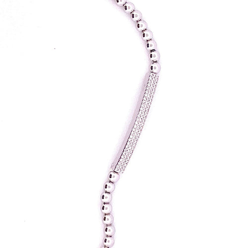 Bracelet Bracelet or blanc boules et barrettes diamants 58 Facettes